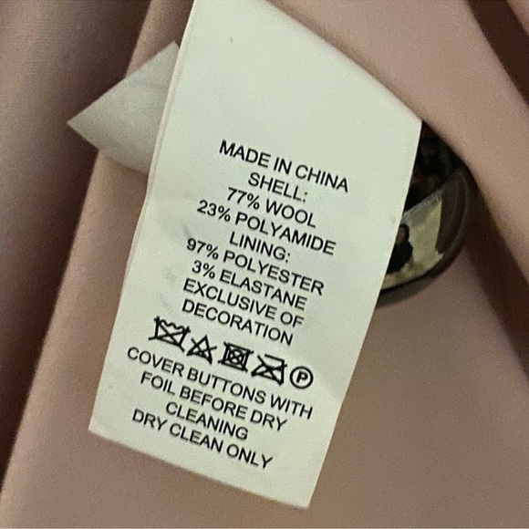 Kate Spade Scalloped Wool Peacoat Black Bow Back Out West Coat XS pink lining - Picture 9 of 9